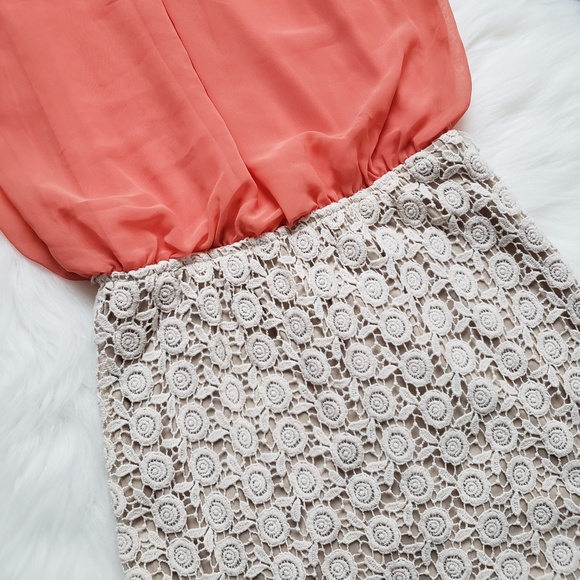 Speechless Coral & Cream Bodycon Dress - Picture 4 of 8